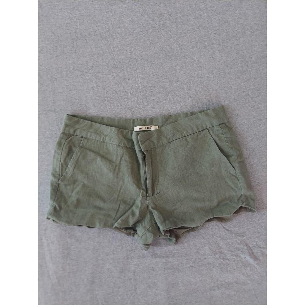 Mi ami Women Linen Cotton Blend  Shorts Sz M Green Color